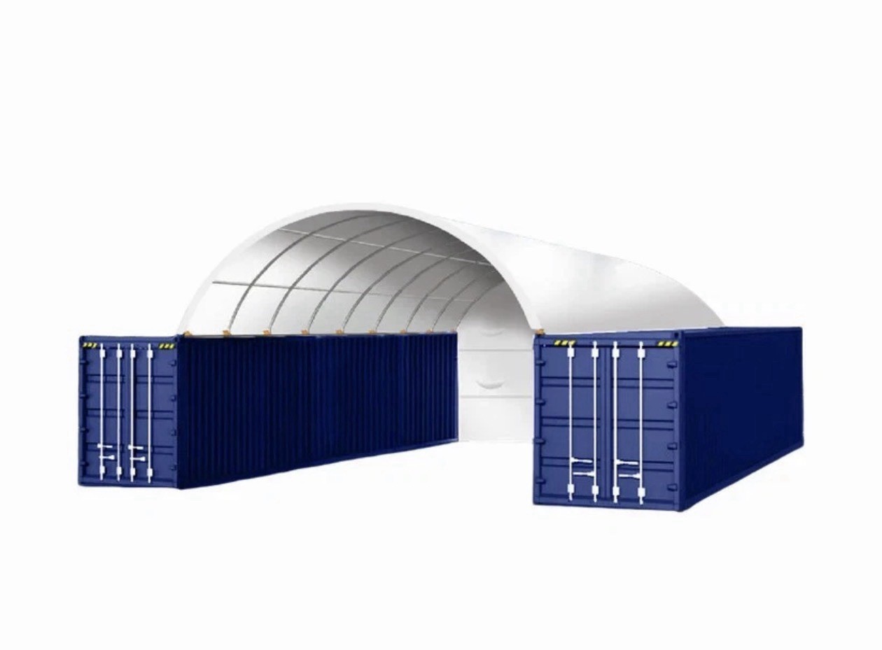20×40 Container Shelter Canopy & Back Panel* 11oz PE – Industrial Storage