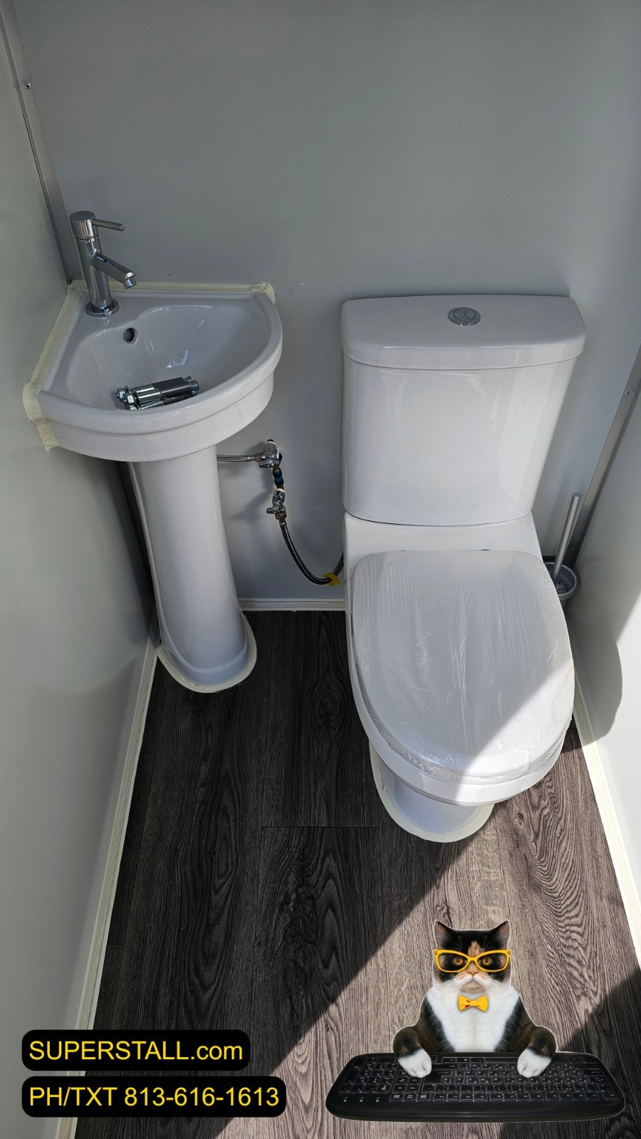 Unused HD Steel Frame Portable Restroom Bathroom Unit Sink Toilet Single Stall