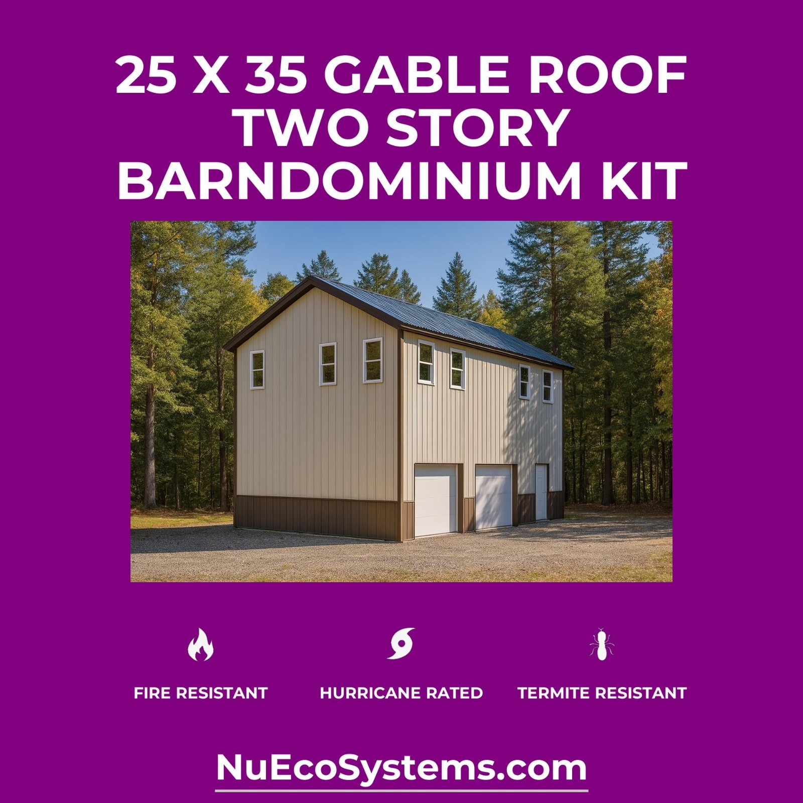 ADU KIT 30′ x 24′ x 19′ Tall Lightweight Galvanized Steel Garage & Apartment