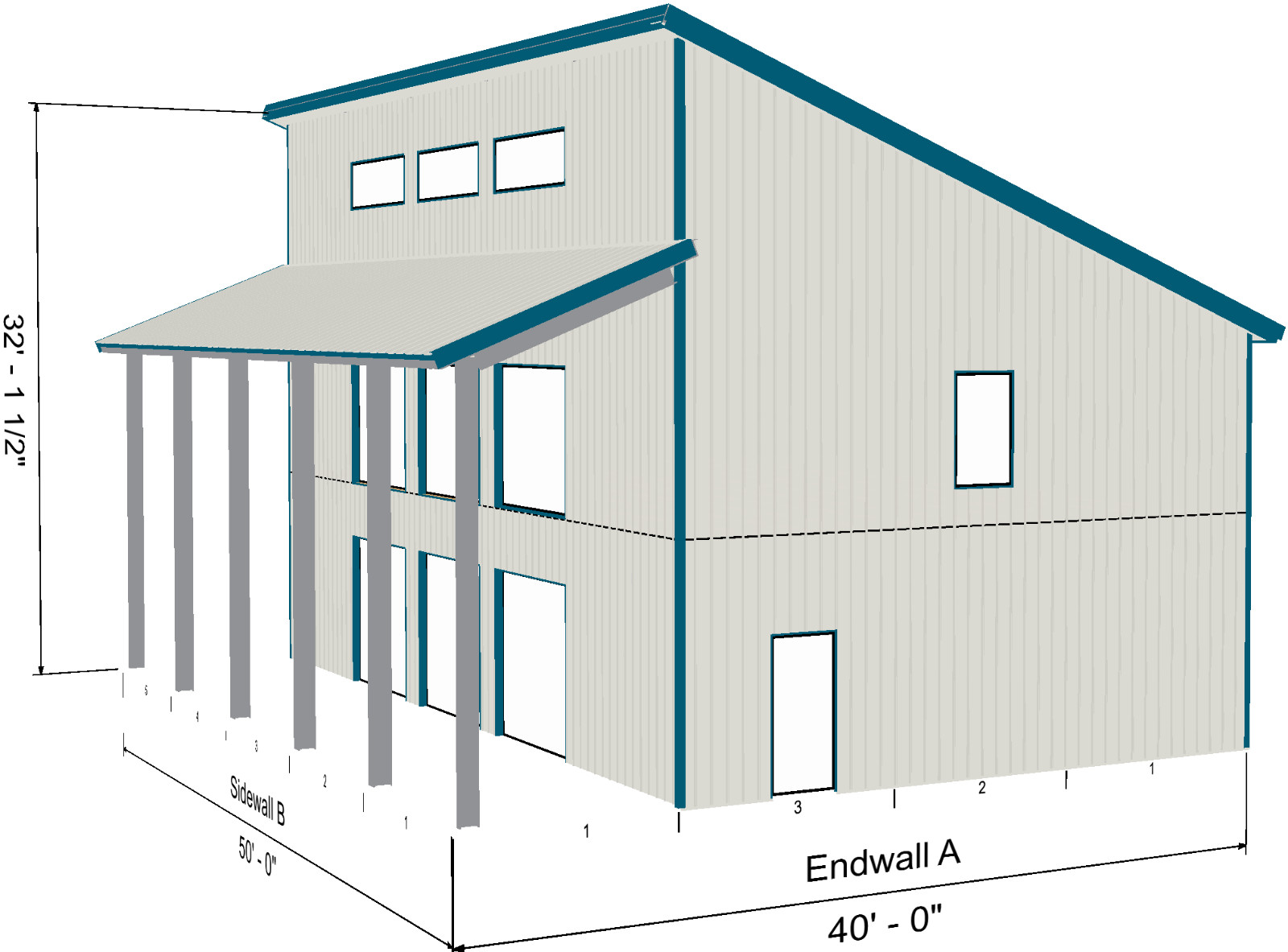 Single Slope 2 story Building Design Information Package