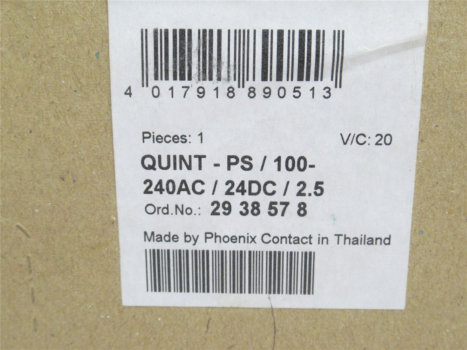 Phoenix QUINT-PS/100-240AC/24DC/2.5 Power Supply 2938578